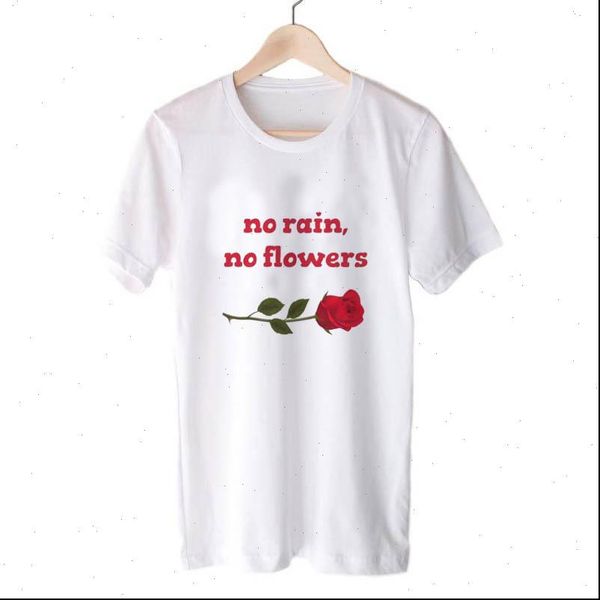

summer no rain flowers women rose print harajuku garden farm soft ringspun in girls casual clothing, White