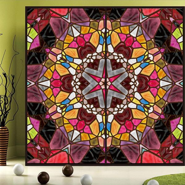 

custom size static cling 3d window film style of vintage gothic church art glass color 40cmx60cm stickers