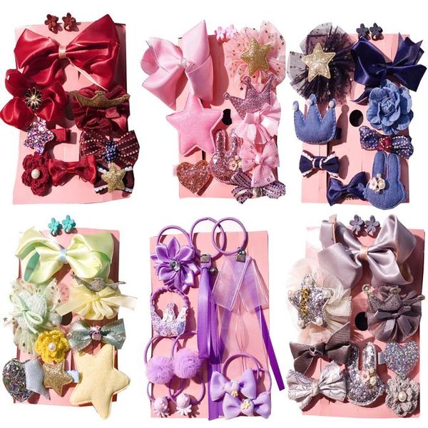 

hair accessories 1set baby clips cartoon headband cute bow flower children hairpin barrettes headwear no box, Slivery;white