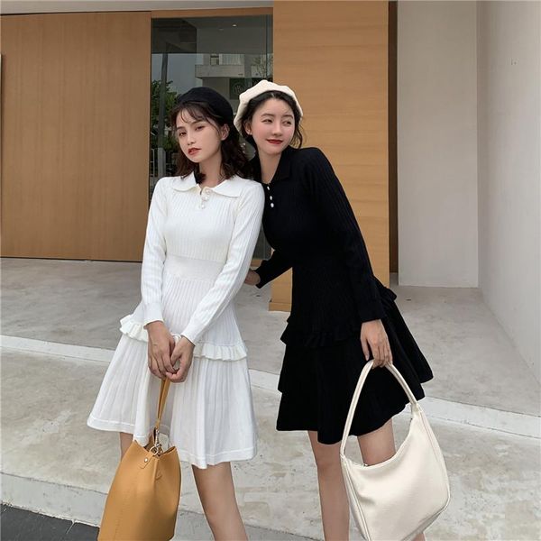 

autumn and winter high waist slim graceful knitted dress casual dresses, Black;gray