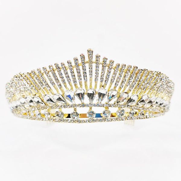 

hair clips & barrettes bridal tiara crown metal baroque rhinestone wedding big cross selling jewelry wholesale, Golden;silver