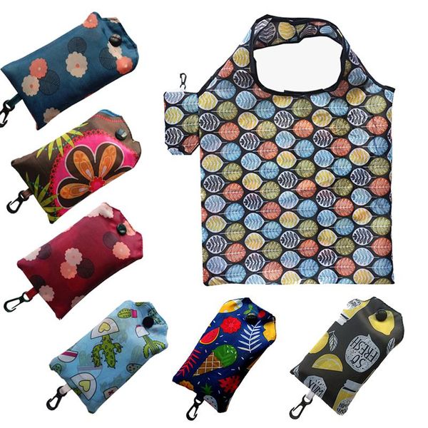 

storage bags folding multi colors printed shopping recyclable grocery tote pouch eco-friendly heavy duty washable bag
