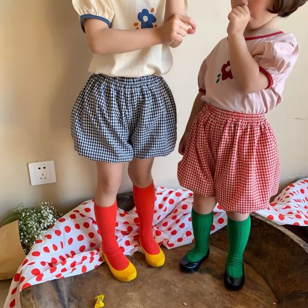 

style girls plaid shorts summer cotton fashion kids 1-6 years ye505, Black