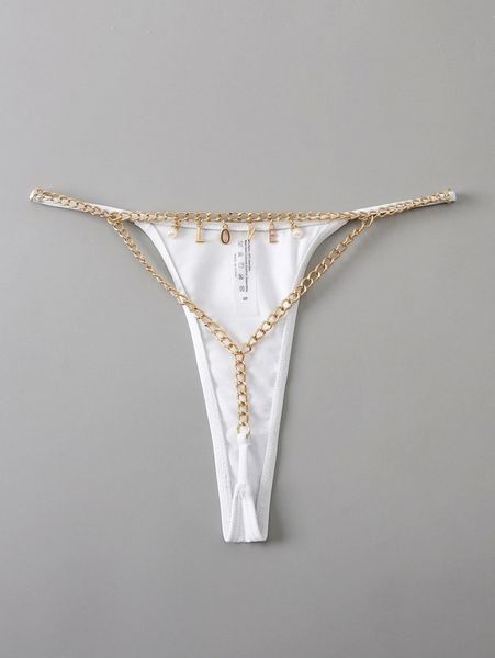 

chain linked letter decor bikini bottom u3nr#, White;black