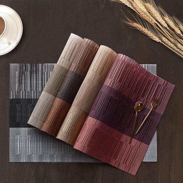 

mats & pads western food mat pvc woven waterproof heat insulation dining horizontal stripe pattern table