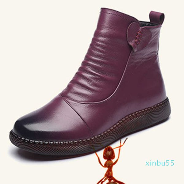 

autumn women's shoes leather boots women fashion winter boots women flats non-slip warm thick-soled shoes women, Black