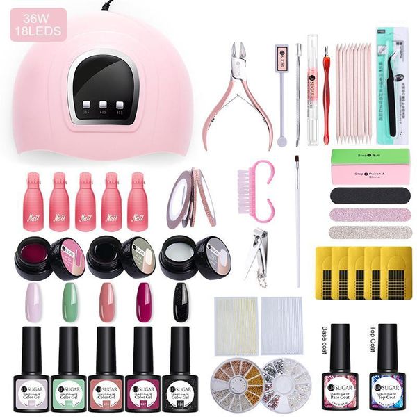 

sugar all for manicure gel nail lamp 36w uv led 7.5ml polish semi permanent varnish kit set art tools1