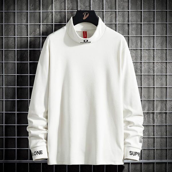 

men's hoodies & sweatshirts leisure pure color sweatshirt spring autumn trend high round collar set head youth fashion loose sweater, Black