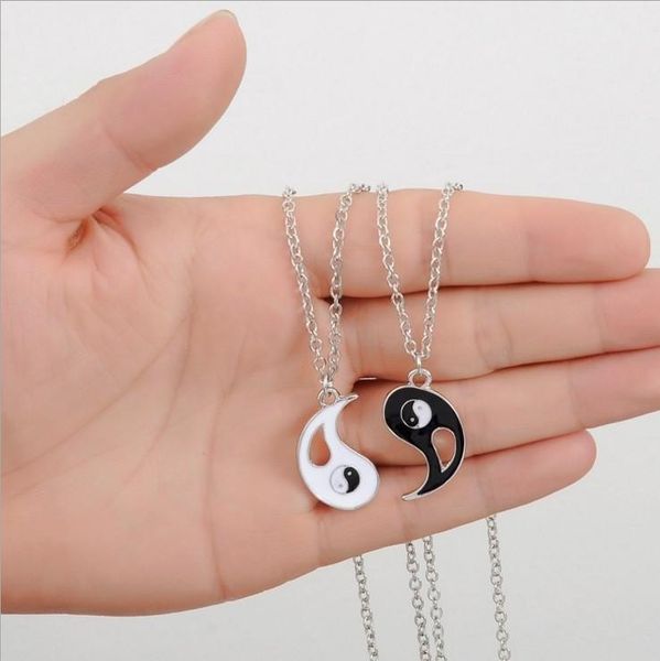 

pendant necklaces yin yang charm epoxy hollow couple drop yp8249, Silver