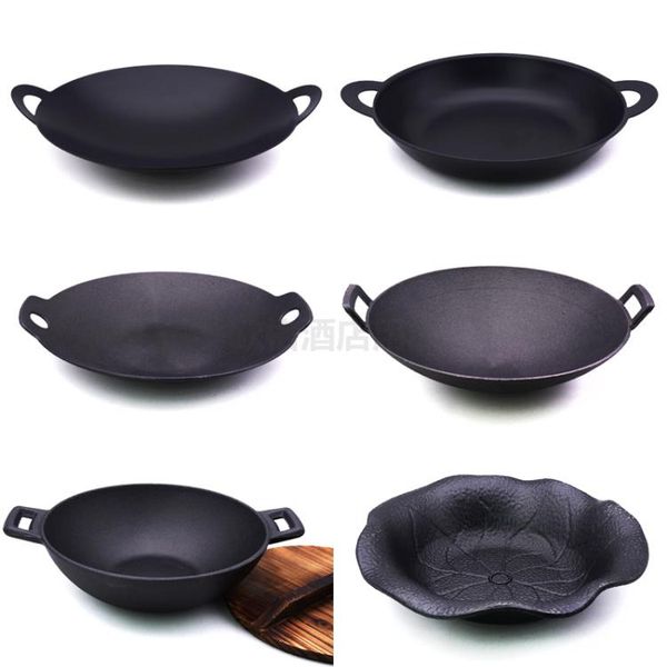 

thickened cast iron double ears dry pot japanese commercial stove household chafing dish tin old stew pans