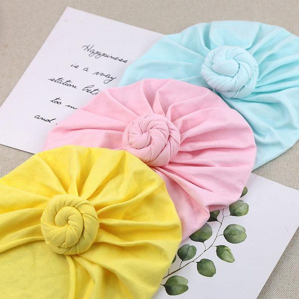

caps & hats style knot baby hat turban solid color girls soft infant toddler kids cap headwrap beanies, Yellow