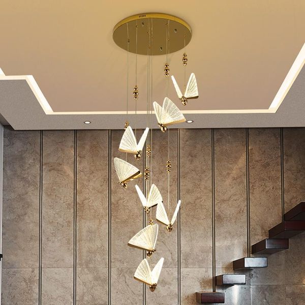 

pendant lamps modern butterfly shape chandelier lighting for living room stair light bedroom bedside rotating long chandeliers