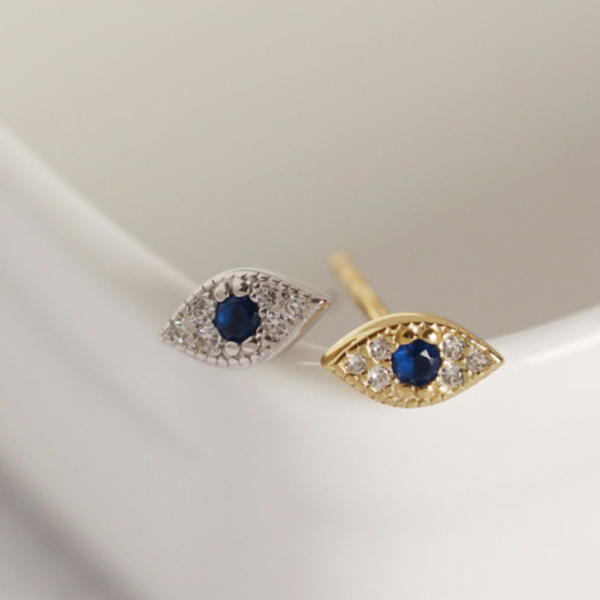 

hoop & huggie s925 silver needle devil's eye personality cold wind temperament earrings for women girl eyes zircon jewelry gifts, Golden;silver