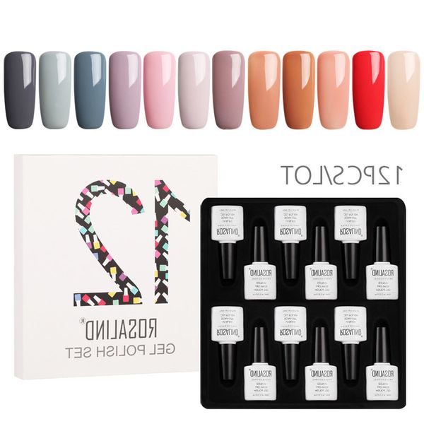 

12 pcs soak-off uv gel polish kit non toxic uv gel nail lacquer hjl2020, Red;pink