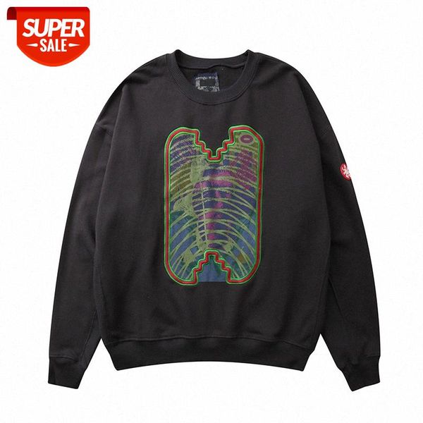 

japanese cavempt washed embroidered men's and women's round neck sweatshirt #9k4k, Black