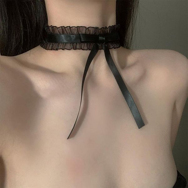

chokers lace bow chokerfor women black beige short necklace lolita cospaly girl sweet trend drama show party dating cool, Golden;silver