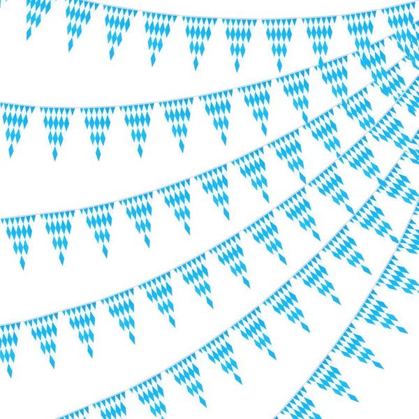 

party decoration 10m oktoberfest bavarian banner blue white lattice flag pennants for german themed birthday decorations