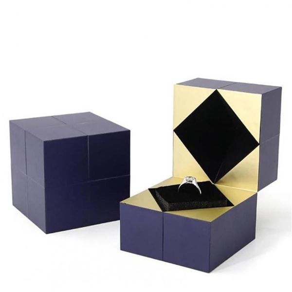 

creative gift box cube design ring necklace storage case wedding jewelry display holder for birthday valentine's day wrap