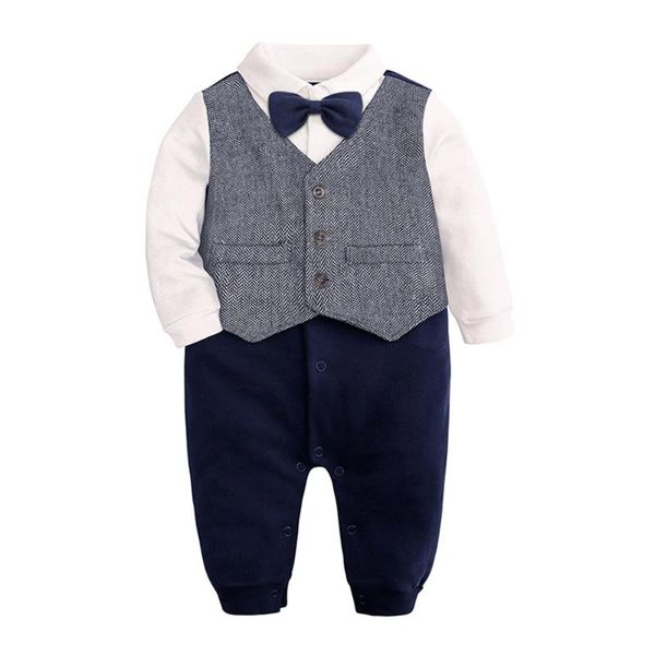 

baby one year old dress suit bow tie shirt boys' jumpsuit jumpsuits, Blue