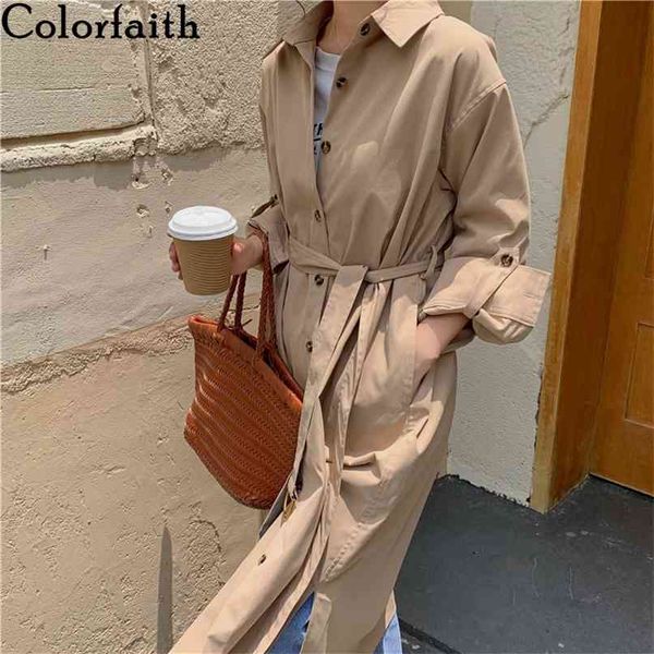

autumn winter women dresses lace up pocketsturn-down collar split korean elegant trench lady dress dr20142 210427, White;black
