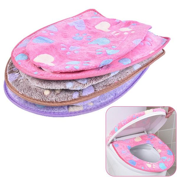 

toilet seat covers thick coral velvet luxury cover set soft warm paste two-piece case waterproof bathroom wc