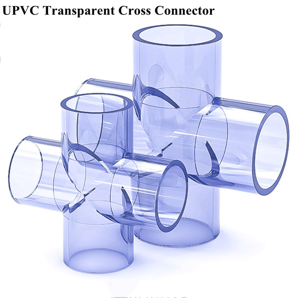 

watering equipments 1pc i.d 20~110mm transparent upvc pipe connector garden irrigation cross joint tube fittings aquarium fish tank adapter