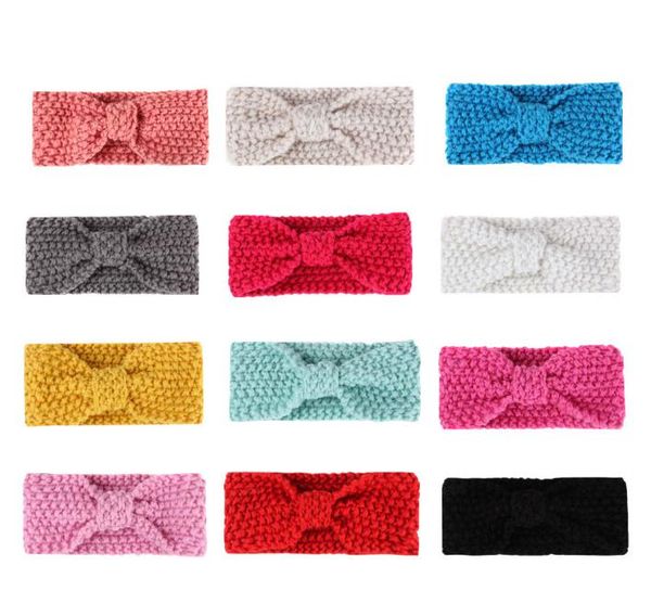 

baby bohemia turban knitted headbands fashion protect ear bow headwear girl hair accessories pgraph props, Slivery;white