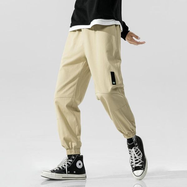 

men's pants fashion spring casual loose toe-bound overalls chao brand, Black