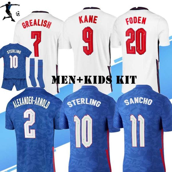 

foden kane england football soccer jerseys 2021 sterling rashford mount sancho grealish 21 22 national shirt men + kids kit sets socks, Gray