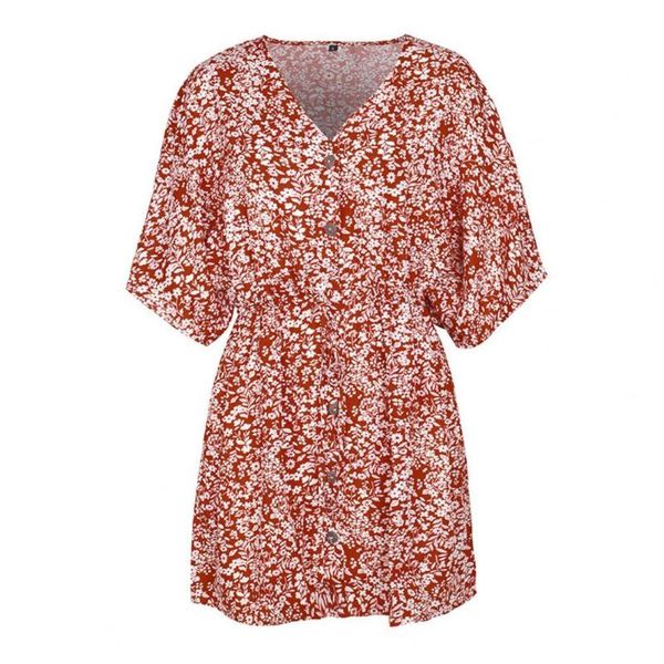 

women's swimwear women summer dress floral print drawstring 3 colors ladies half sleeve loose for going out casual hem fashion, White;black