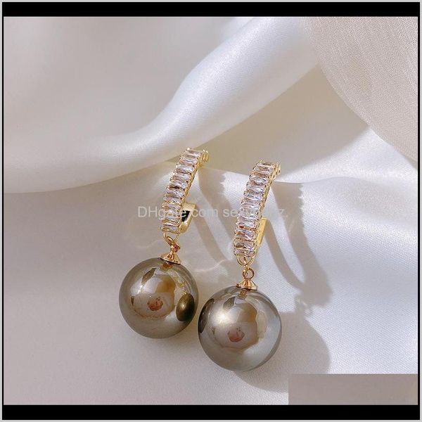 

& chandelier jewelry delivery 2021 natural freshwater pearl grey dangle earrings for women hypoallergenic drop earring set with zircon hks4j, Silver
