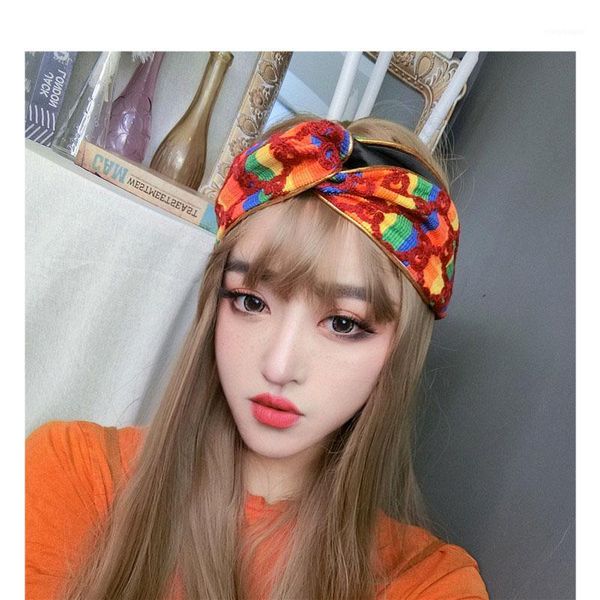 

women retro rainbow headband autumn winter girl hair accessories1