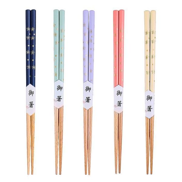 

chopsticks japanese-style small floral wooden heat transfer pointed sushi fresh tableware drop