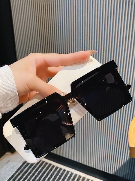 

sunglasses 2021 big frame, square, thin, face, retro sunglasses, female korean glasses, street pography,, White;black