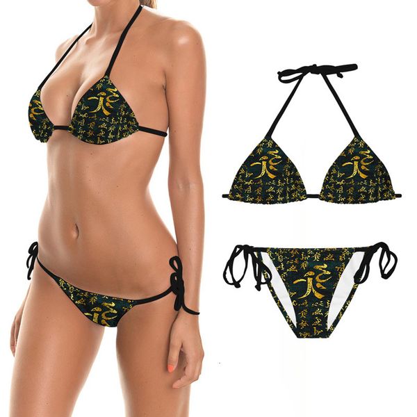 

style women's split colorful bikini neck swimsuit bikini, White;black