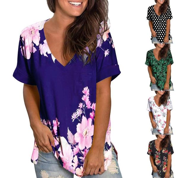 

women's t-shirt flower shirts for female 2021 summer korean style fashion casual comfortable v-neck solid color short sleeve, White