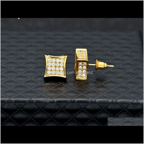 

stud jewelry hip-hop micro wave set of zirconia earrings professional men hip hop aessories wholesale drop delivery 2021 hdyns, Golden;silver