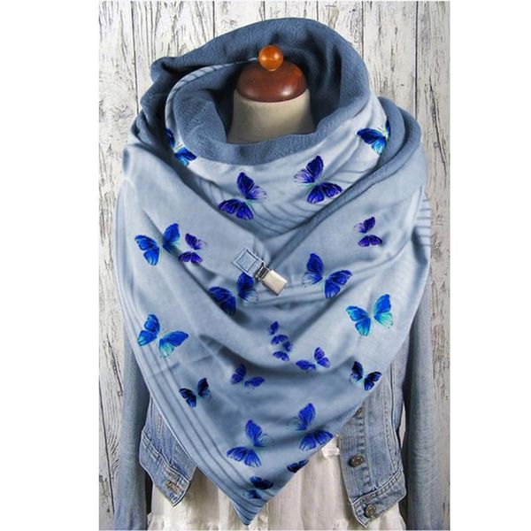 

winter butterfly print scarves women paisley foulard femme fashion soild button soft wrap casual warm cachecol @40 cycling caps & masks, Black