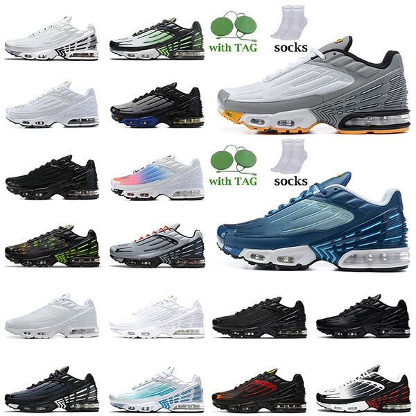 

men womens tn plus 3 running shoes leather triple white black tuned mens sneakers orange red iridescent laser blue hyper purple tiger traine, White;red