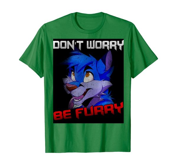 

furry fandom shirt - dont worry be furry funny wolf t-shirt, White;black