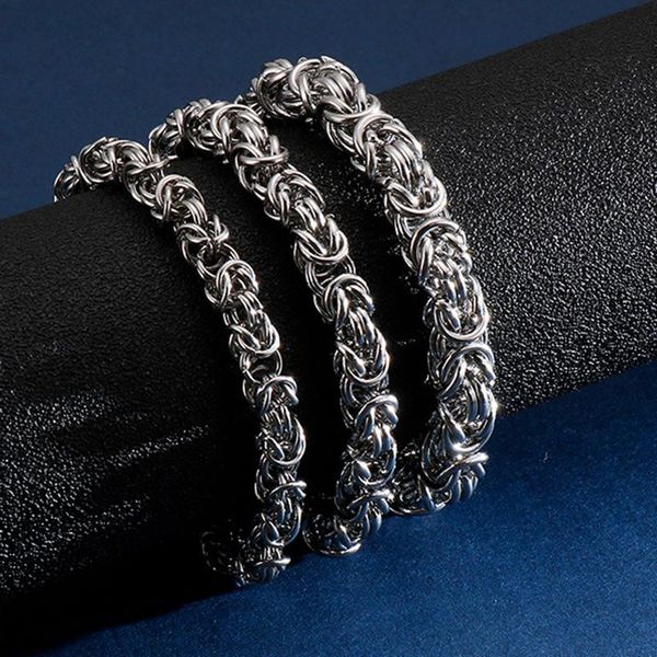 

link, chain 6/7/8mm punk men women 316l stainless steel byzantine bracelet silver color hiphop keel biker bracelets jewelry wholesale, Black