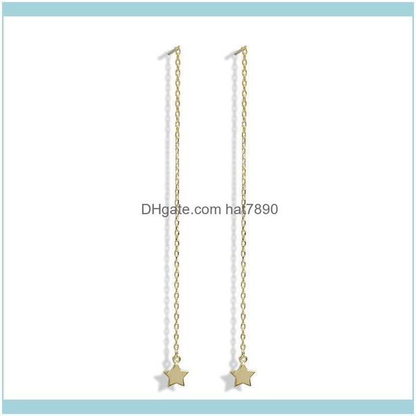 

dangle & chandelier jewelryng s925 sier simple and exquisite star small ear line long face repair earrings girls fashion jewelry show, Silver