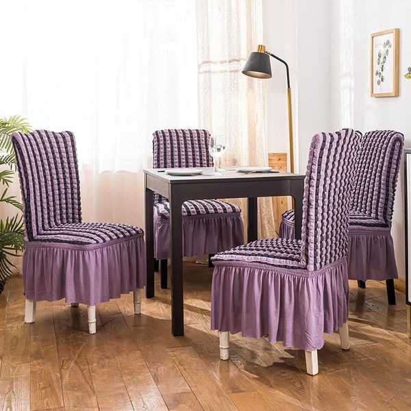 

1/2/4 pcs seersucker chair cover for dining room banquet slipcover stretch skirt elastic wedding decoration covers