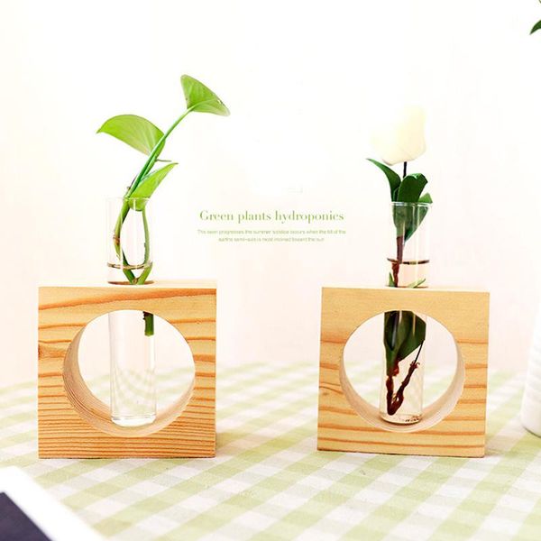 

vases 1set modern style glass tableplant bonsai flower wedding decorative vase with wooden tray home decoration accessories