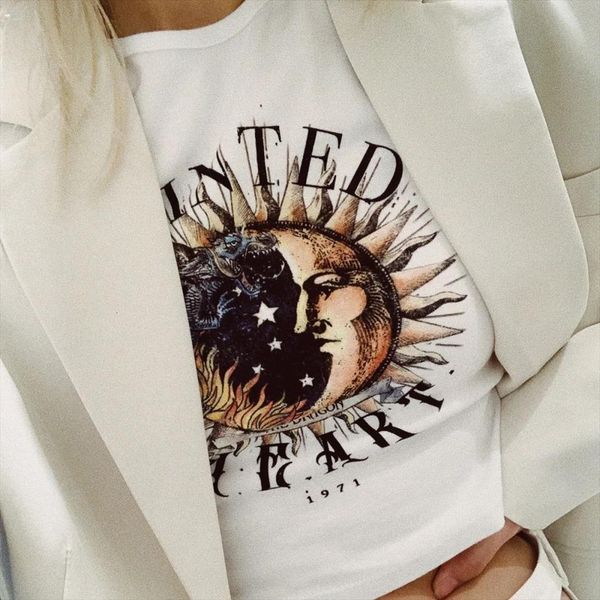 

mujer 90s vintage sun mens t shirts print slim clothes casual short summer punk harajuku the dragon grunge graphic letter, White;black