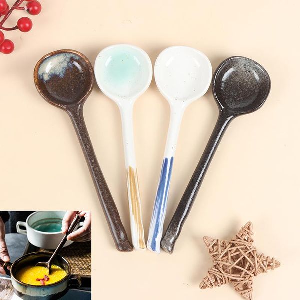 

spoons ceramic spoon tableware multi-function scoop porridge soup for home restaurant utensils cutlery dinnerware