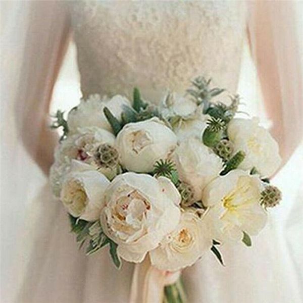 

bouquet artificial flowers rose vivid flores artificiales fake silk bridal wedding decoration wreath gland home selling decorative & wreaths