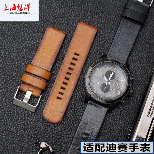 

watch bands retro leather strap fitted with dz4318 dz7408 dz4426 men's accessories 22 24 26mm, Black;brown