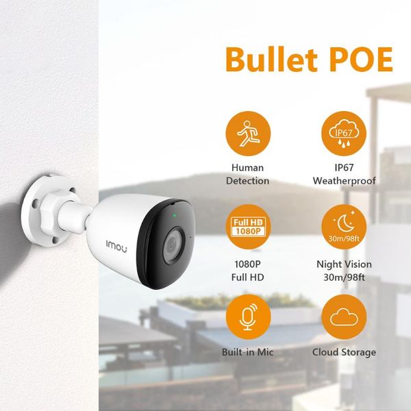 

cameras imou f22a 1080p hd with poe camera ip67 weatherproof onvif and diversified storage outdoor human detection