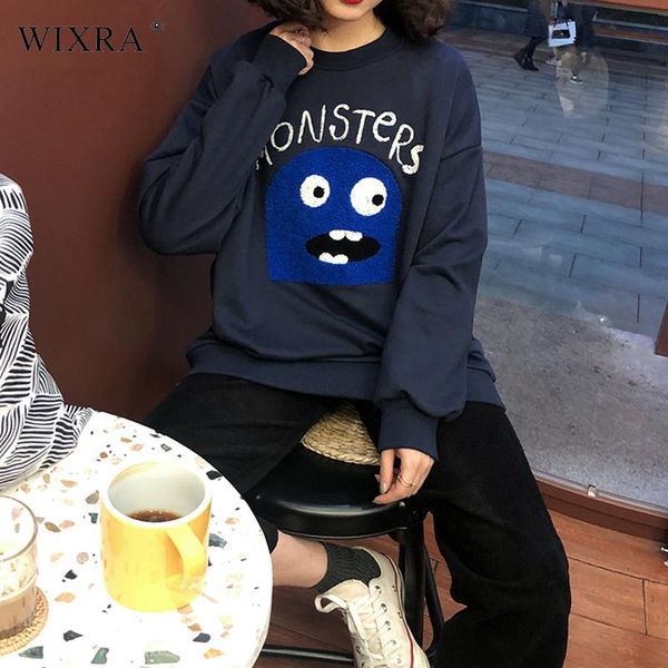 

women's hoodies & sweatshirts wixra fashion women cute cartoon casual o neck stylish loose spring autumn for, Black